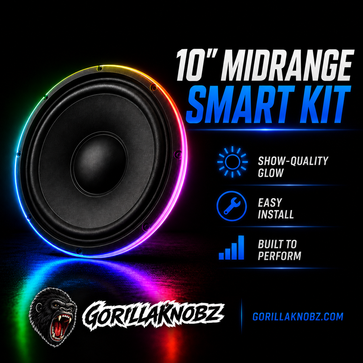10" Midrange RGBIC LED Speaker Rings – Smart Car Audio Lighting Kit