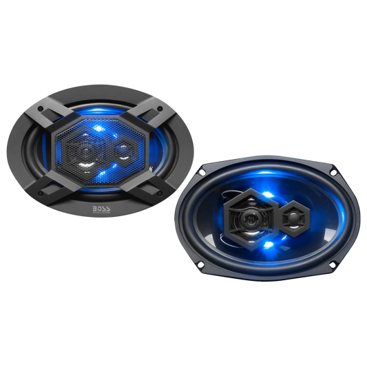 Elite 6" x 9" 3-Way 500W Full Range Speakers. (Sold in Pairs)-B69LED
